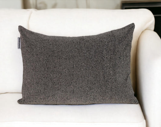 Shimmering Gray Beaded Luxury Throw Pillow FurniFindUSA