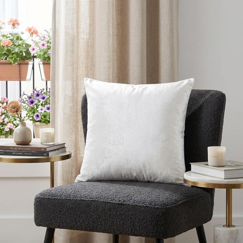Classic 20" Solid Color White Soft Touch Throw Pillow — view 7