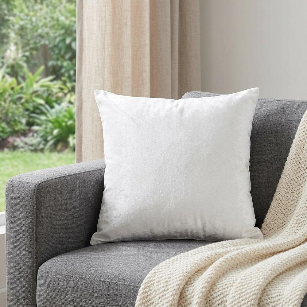 22" White Cotton Blend Throw Pillow — view 6