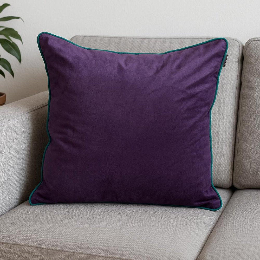 20" Purple And White Velvet Throw Pillow — view 5