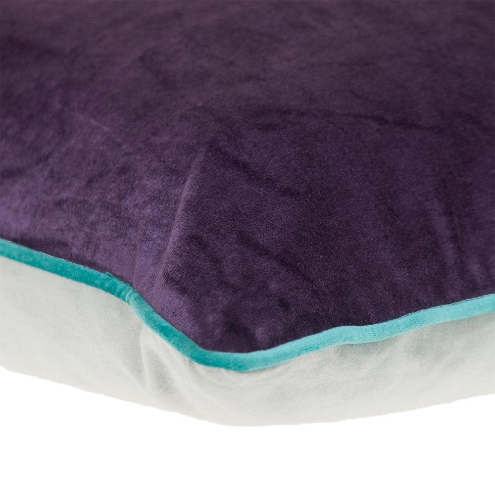 20" Purple And White Velvet Throw Pillow — view 3
