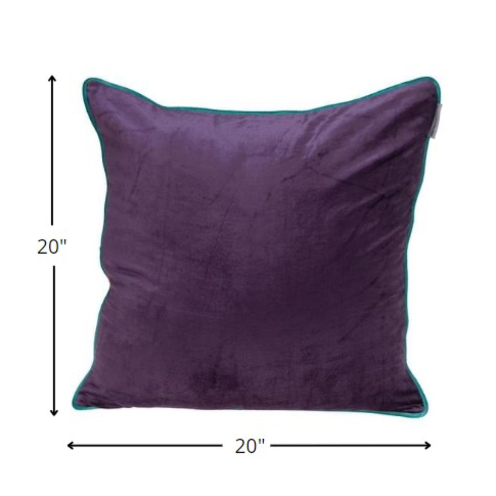 20" Purple And White Velvet Throw Pillow — view 4