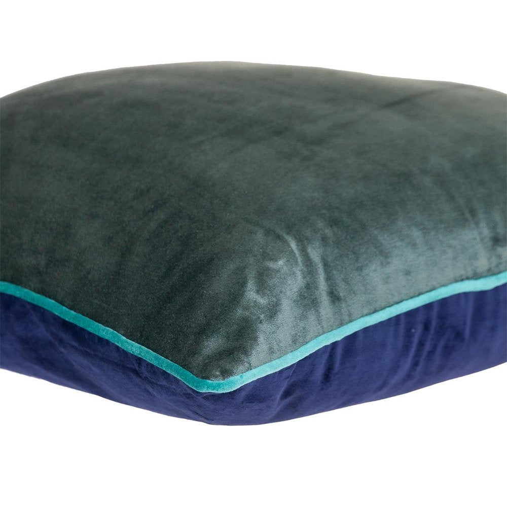 20" Gray And Navy Blue Velvet Throw Pillow — view 2
