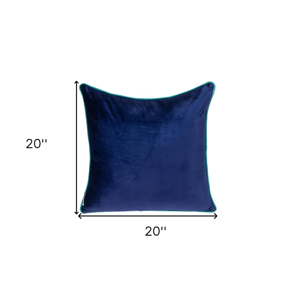 20" Gray And Navy Blue Velvet Throw Pillow — view 4