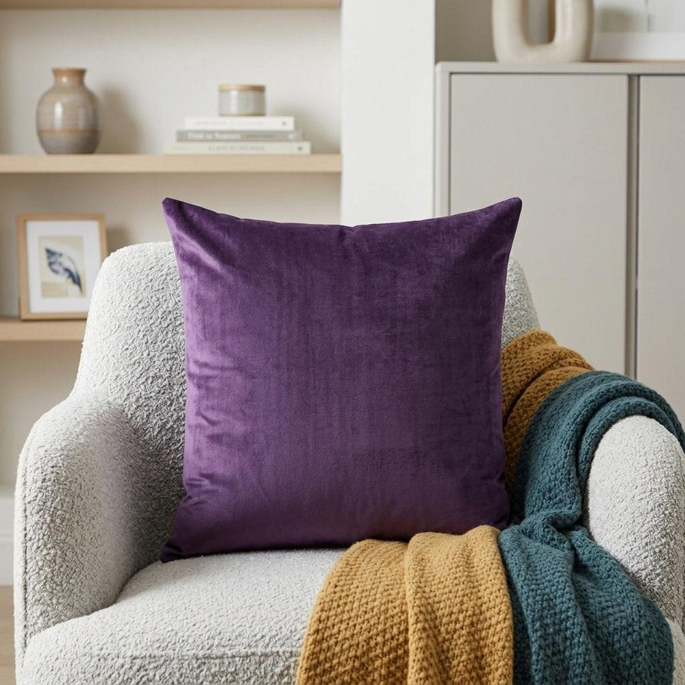 20" Purple And Dark Gray Cotton Blend Throw Pillow — view 8