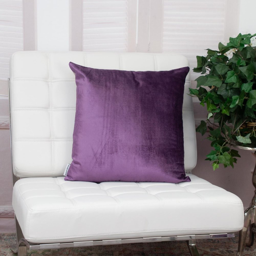 20" Purple And Dark Gray Cotton Blend Throw Pillow — view 3