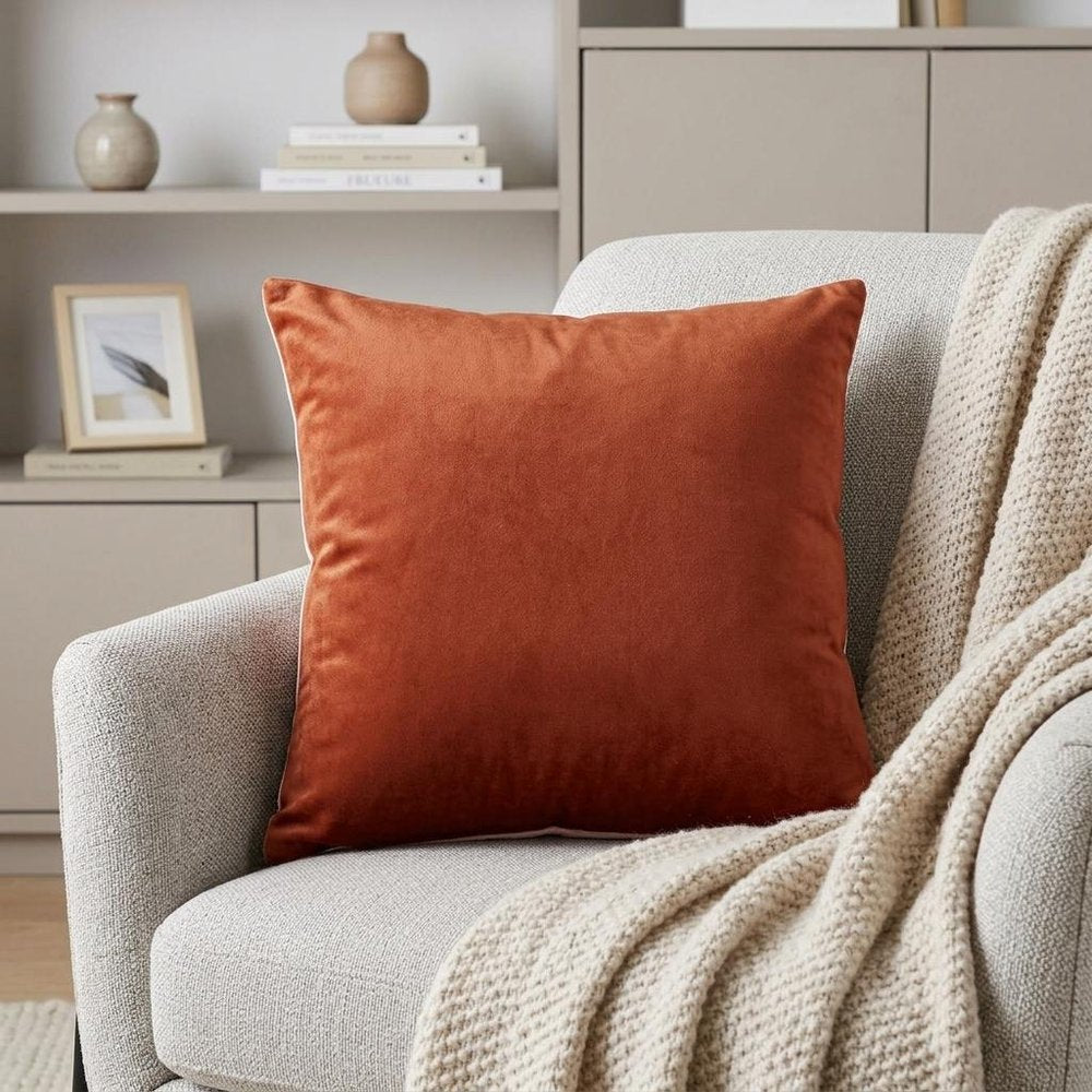 Brown and Pink Dual Solid Color Reversible Throw Pillow — view 8