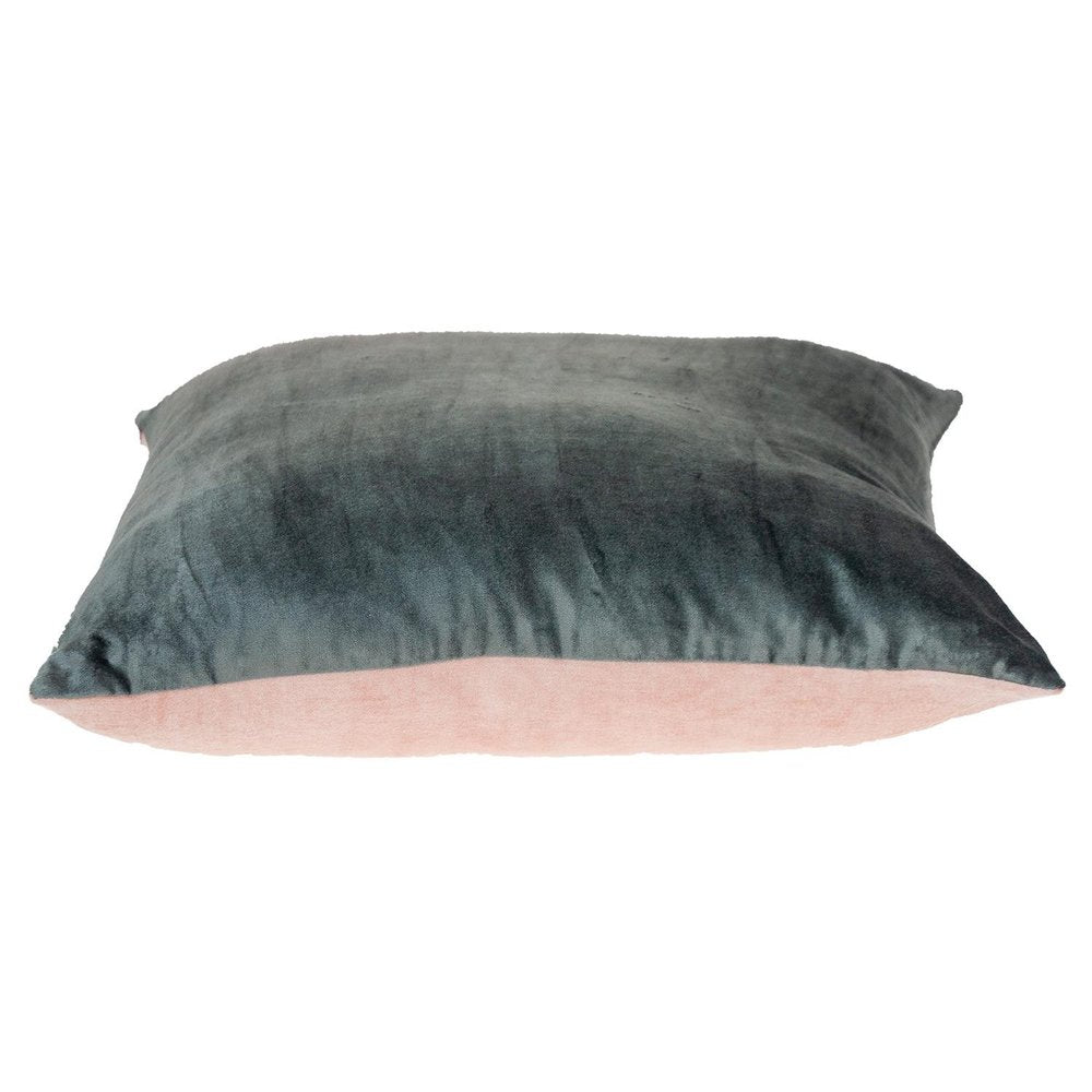 Dark Gray and Pink Dual Solid Color Reversible Throw Pillow — view 3