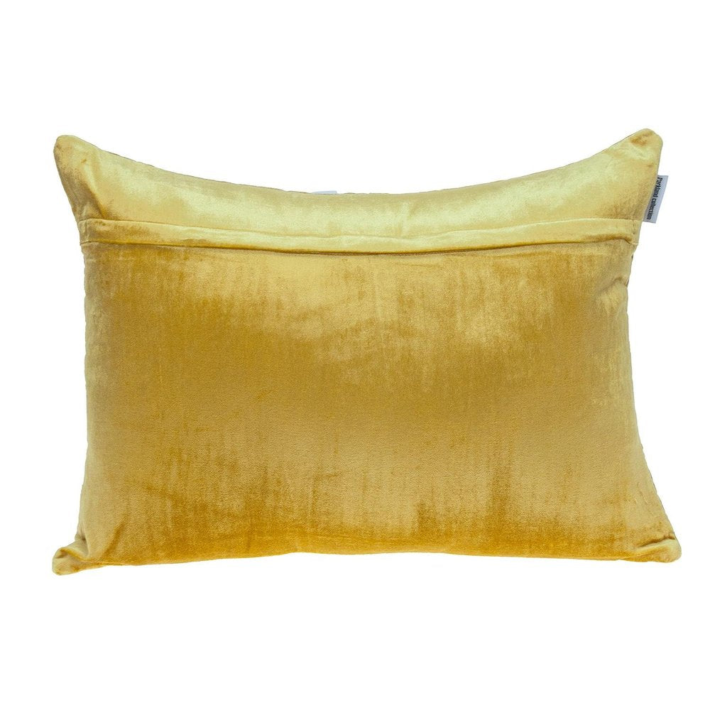 Yellow Quilted Velvet Zig Zag Decorative Lumbar Pillow — view 10