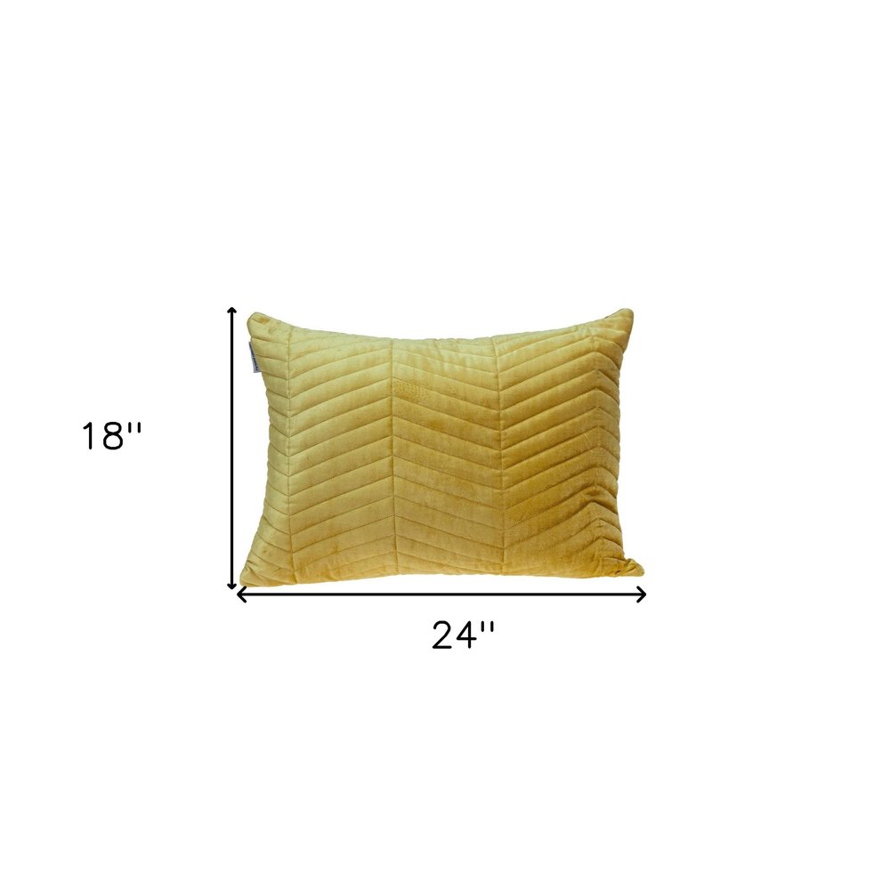 Yellow Quilted Velvet Zig Zag Decorative Lumbar Pillow — view 15