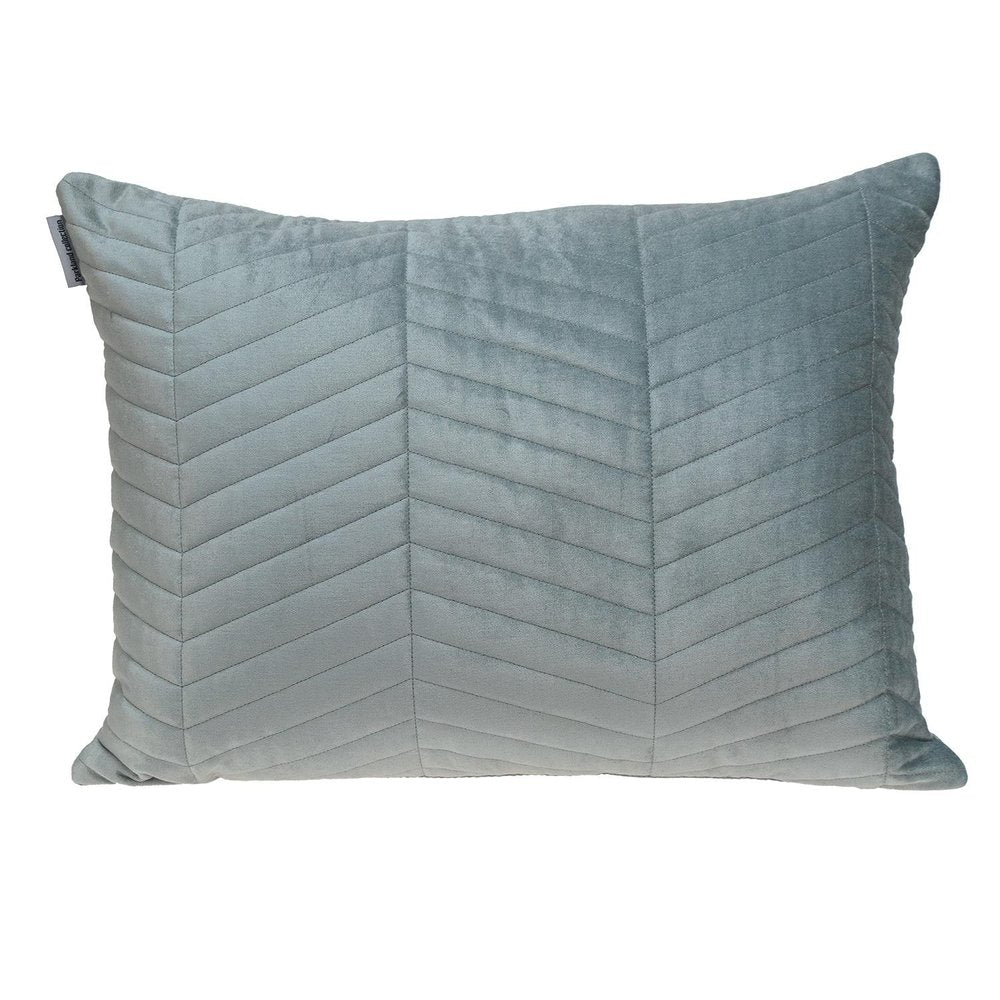 Gray Quilted Velvet Zig Zag Decorative Lumbar Pillow — view 1