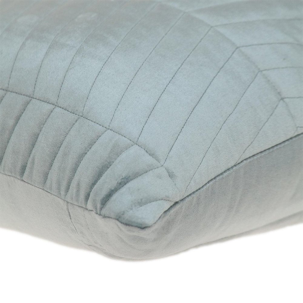 Gray Quilted Velvet Zig Zag Decorative Lumbar Pillow — view 4