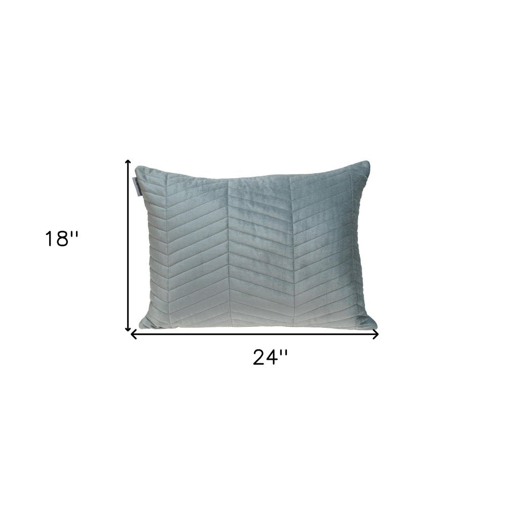 Gray Quilted Velvet Zig Zag Decorative Lumbar Pillow — view 6
