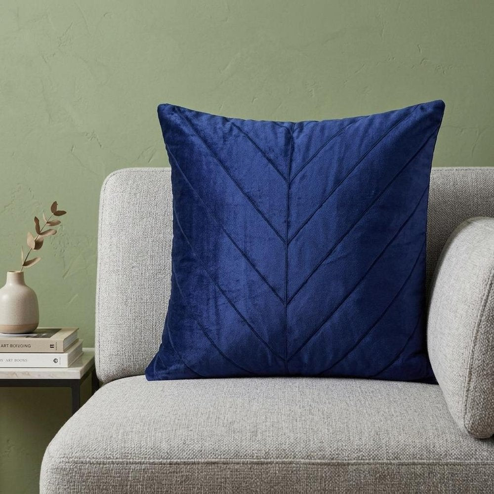 Quilted Velvet Arrows Blue Decorative Throw Pillow — view 7