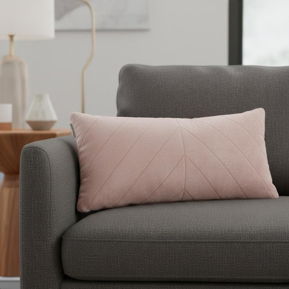 Quilted Velvet Arrows Pink Decorative Lumbar Pillow — view 7