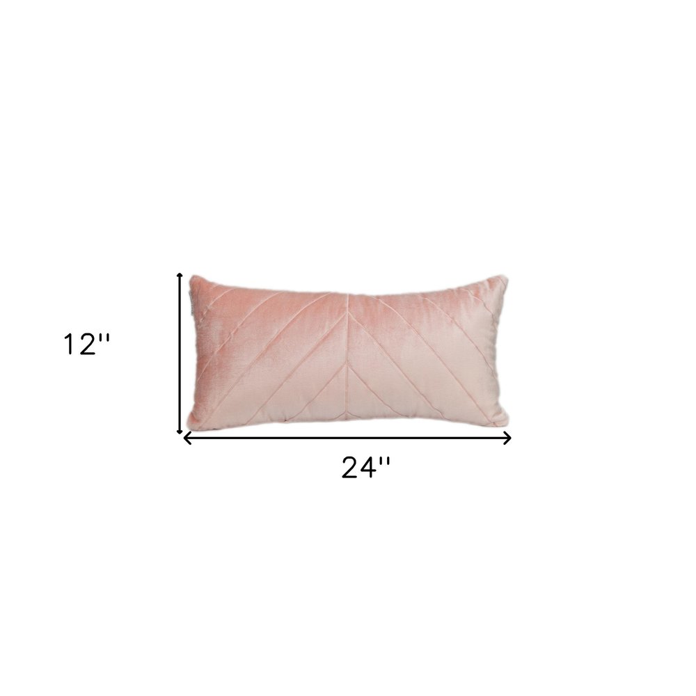 Quilted Velvet Arrows Pink Decorative Lumbar Pillow — view 6