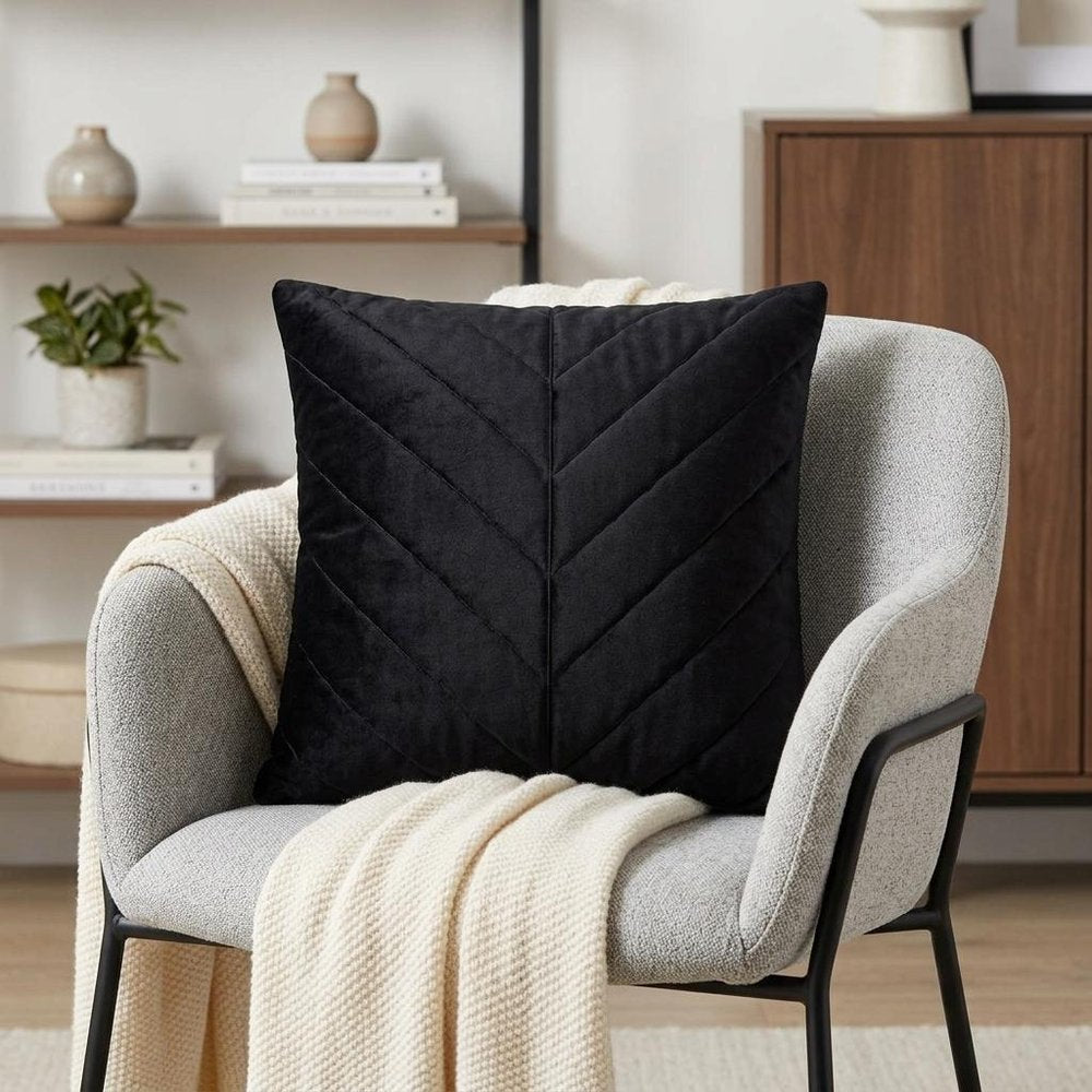 20" Black Cotton Blend Throw Pillow — view 9