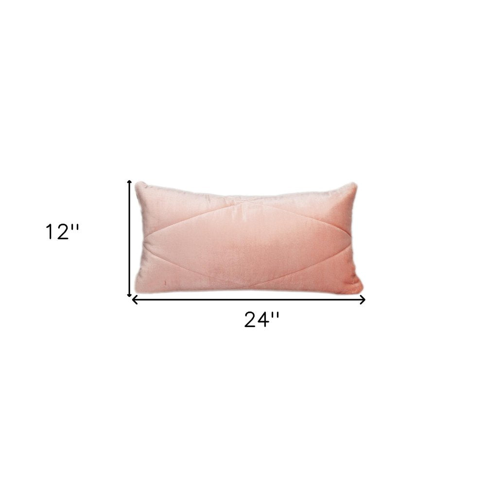 12" X 24" Pink Diamond Velvet Lumbar Throw Pillow — view 3