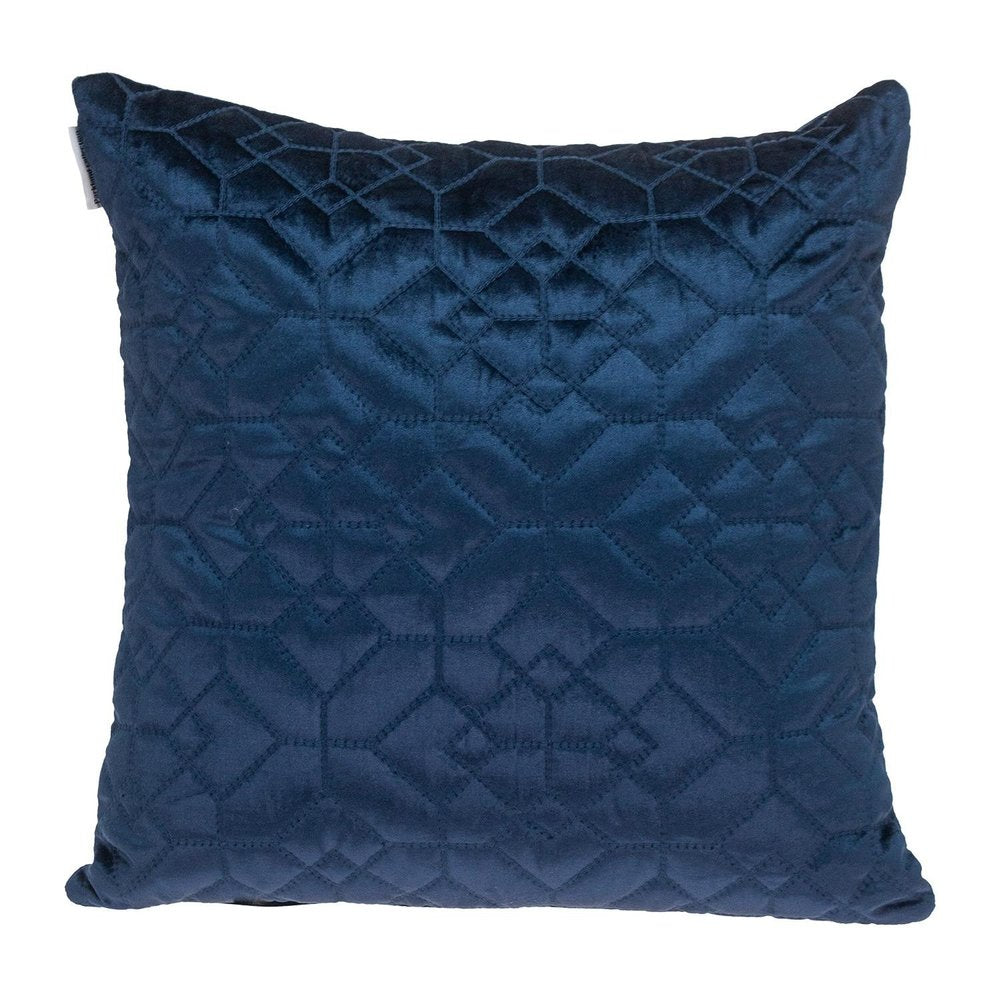 Navy Quilted Velvet Geo Decorative Throw Pillow — view 1