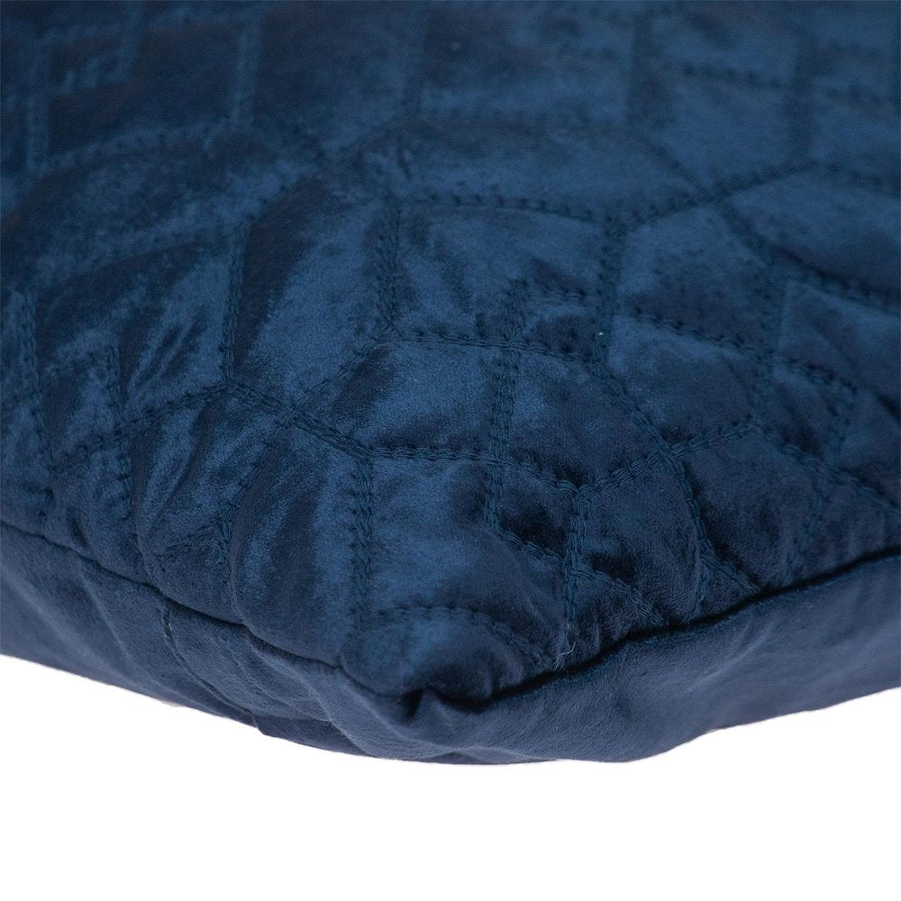 Navy Quilted Velvet Geo Decorative Throw Pillow — view 4