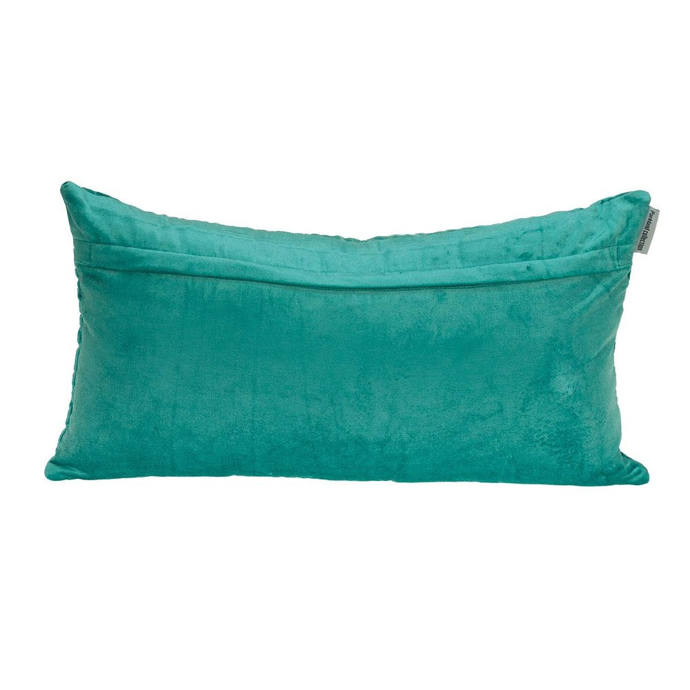 Aqua Quilted Velvet Geo Lumbar Decorative Pillow — view 2