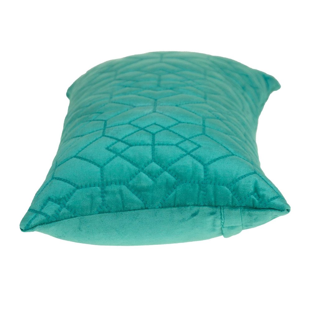 Aqua Quilted Velvet Geo Lumbar Decorative Pillow — view 3