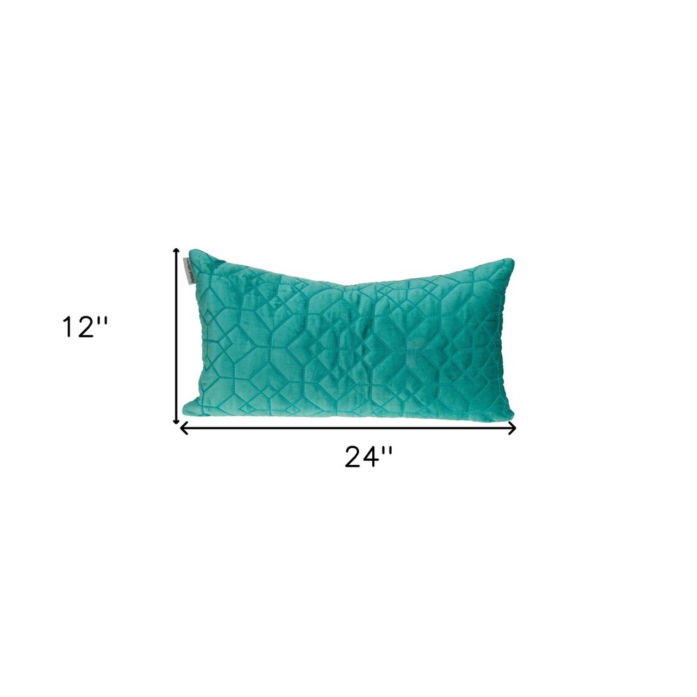 Aqua Quilted Velvet Geo Lumbar Decorative Pillow — view 6