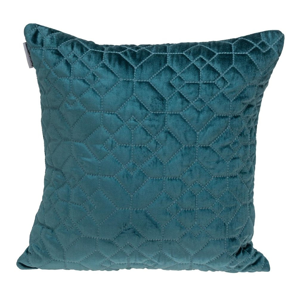Teal Quilted Velvet Geo Decorative Throw Pillow — view 1