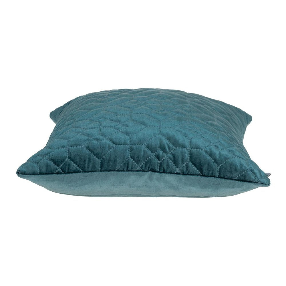 Teal Quilted Velvet Geo Decorative Throw Pillow — view 3