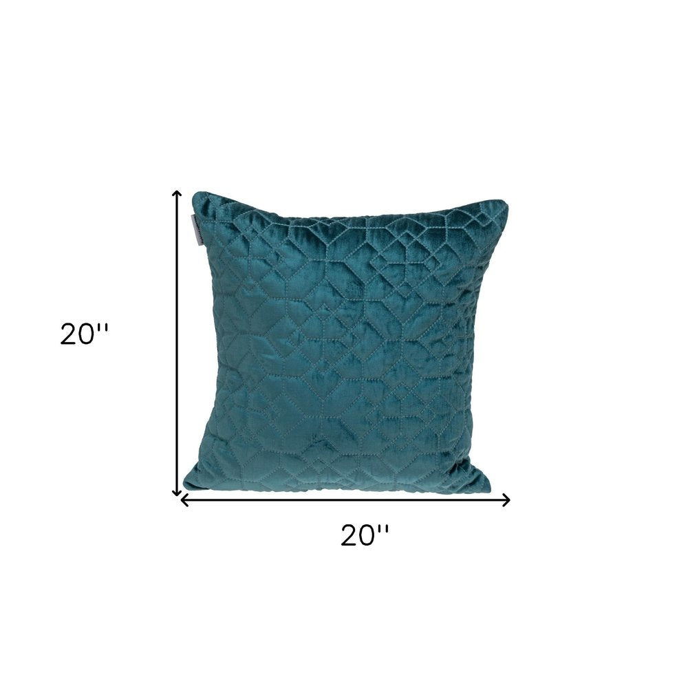 Teal Quilted Velvet Geo Decorative Throw Pillow — view 7