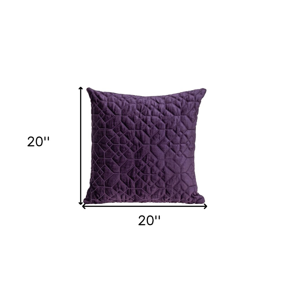 Purple Quilted Velvet Geo Decorative Throw Pillow — view 6