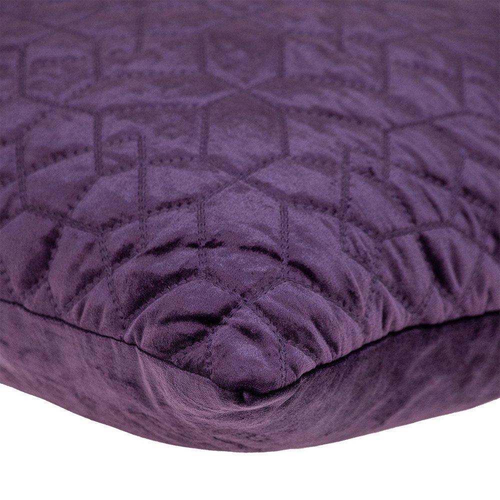 Purple Quilted Velvet Geo Decorative Throw Pillow — view 4