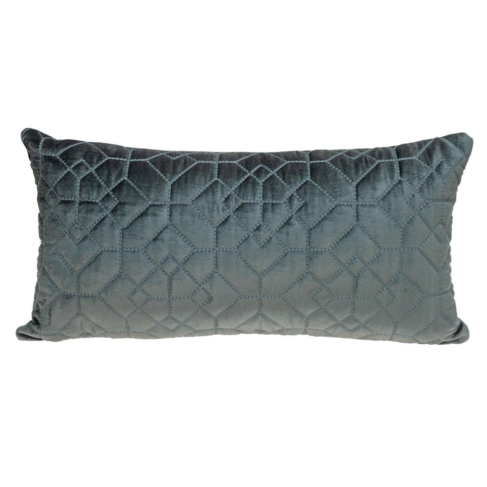 Charcoal Quilted Velvet Geo Lumbar Decorative Pillow — view 5