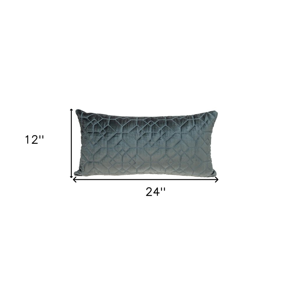 Charcoal Quilted Velvet Geo Lumbar Decorative Pillow — view 7
