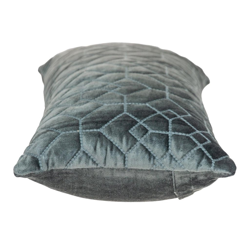 Charcoal Quilted Velvet Geo Lumbar Decorative Pillow — view 1