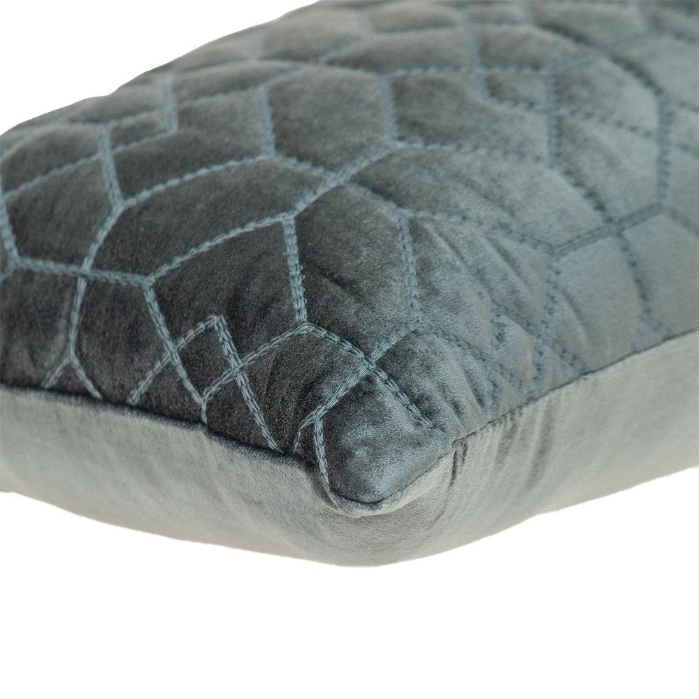 Charcoal Quilted Velvet Geo Lumbar Decorative Pillow — view 2