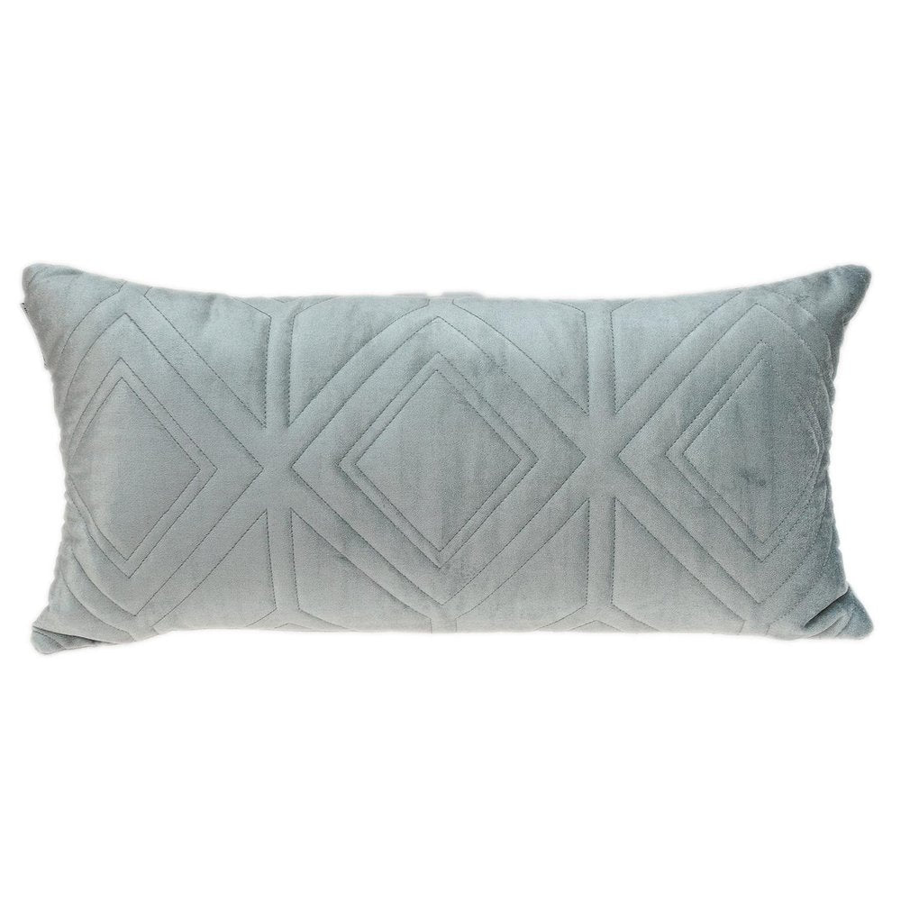 Gray Quilted Diamonds Velvet Solid Color Lumbar Pillow — view 1