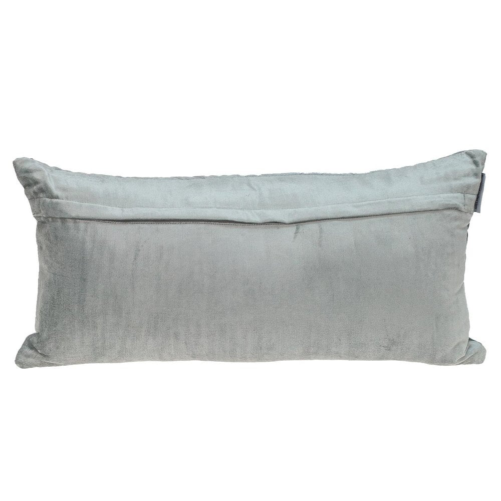 Gray Quilted Diamonds Velvet Solid Color Lumbar Pillow — view 2