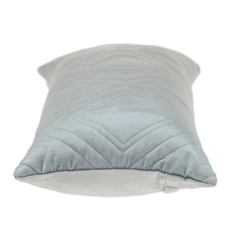 Gray Quilted Diamonds Velvet Solid Color Lumbar Pillow — view 3