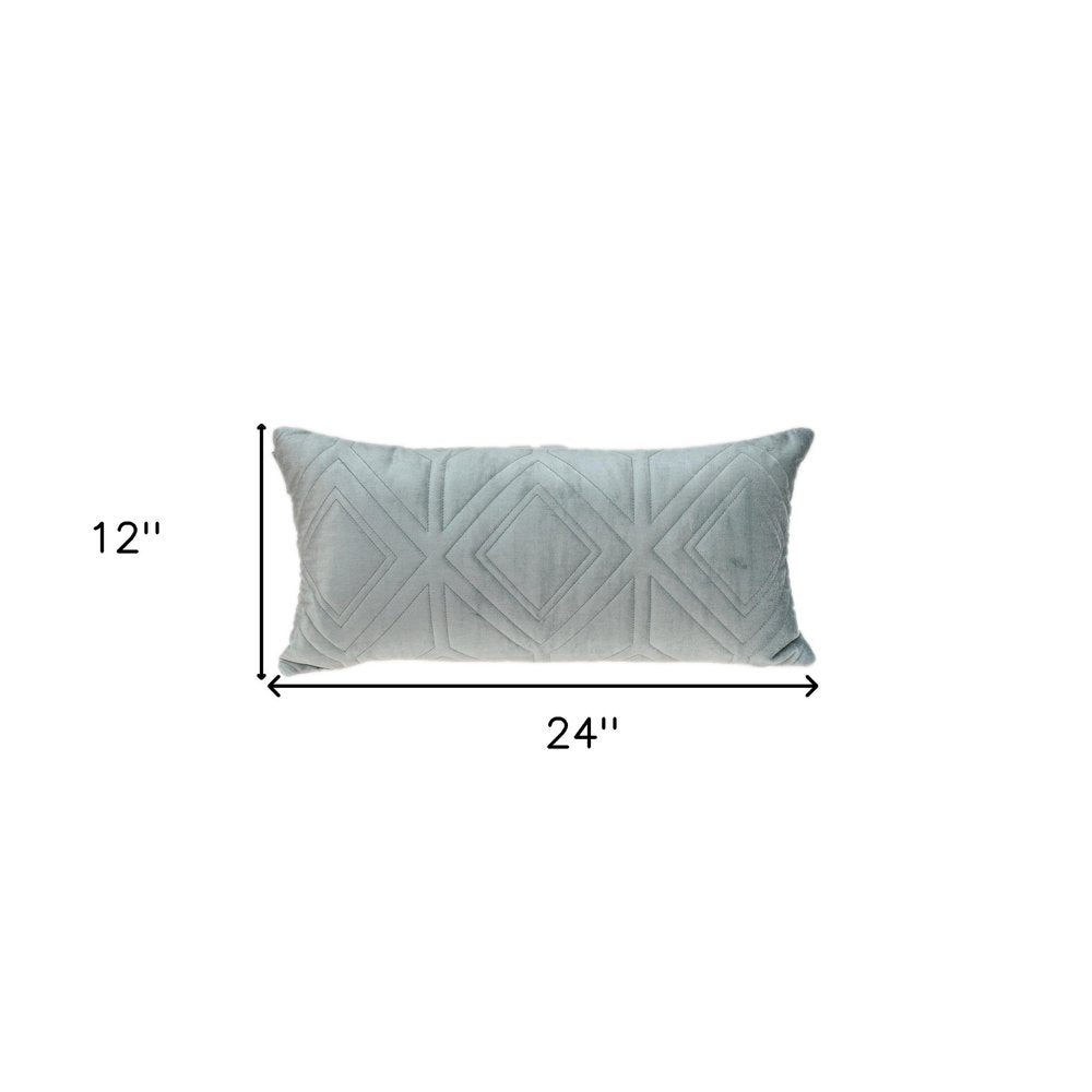 Gray Quilted Diamonds Velvet Solid Color Lumbar Pillow — view 5