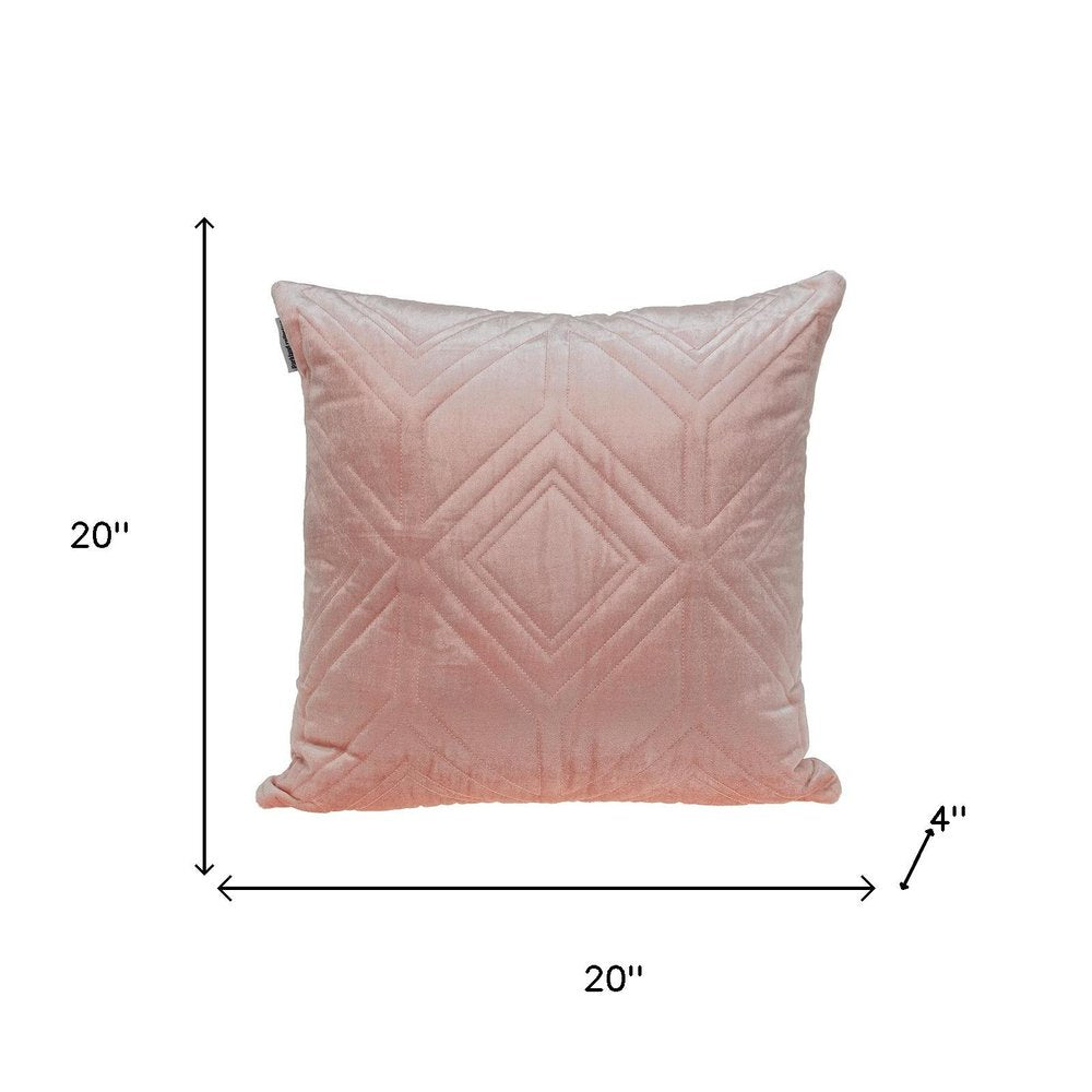 Pink Quilted Diamonds Velvet Solid Color Throw Pillow — view 7