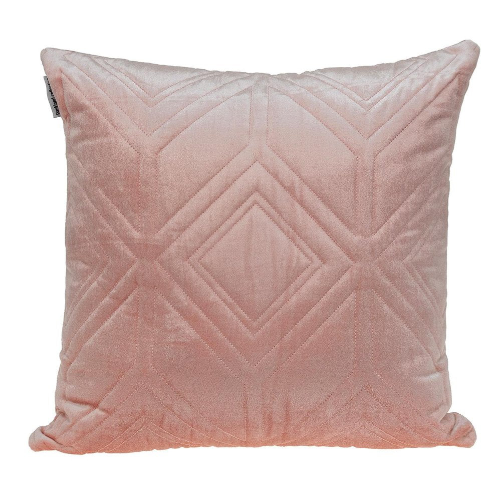 Pink Quilted Diamonds Velvet Solid Color Throw Pillow — view 1