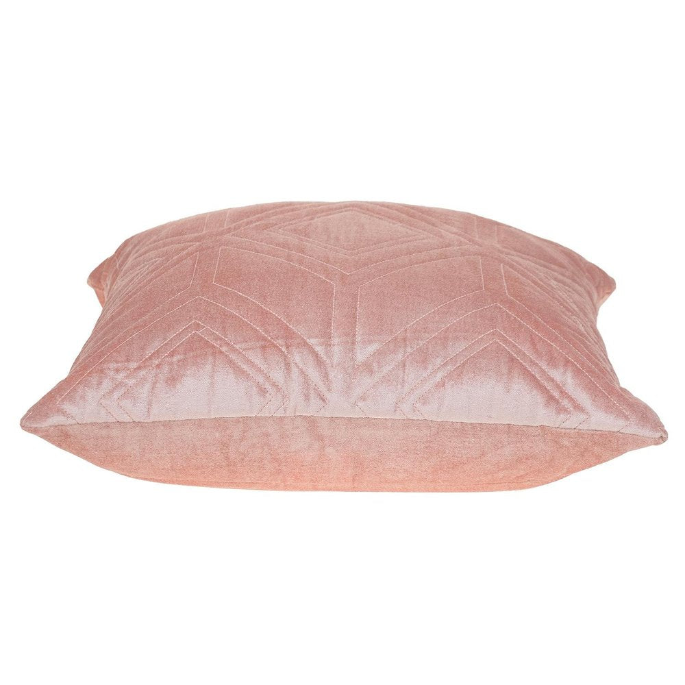 Pink Quilted Diamonds Velvet Solid Color Throw Pillow — view 3