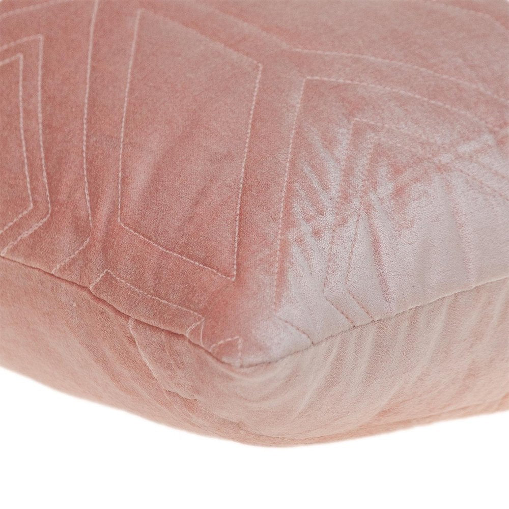 Pink Quilted Diamonds Velvet Solid Color Throw Pillow — view 4