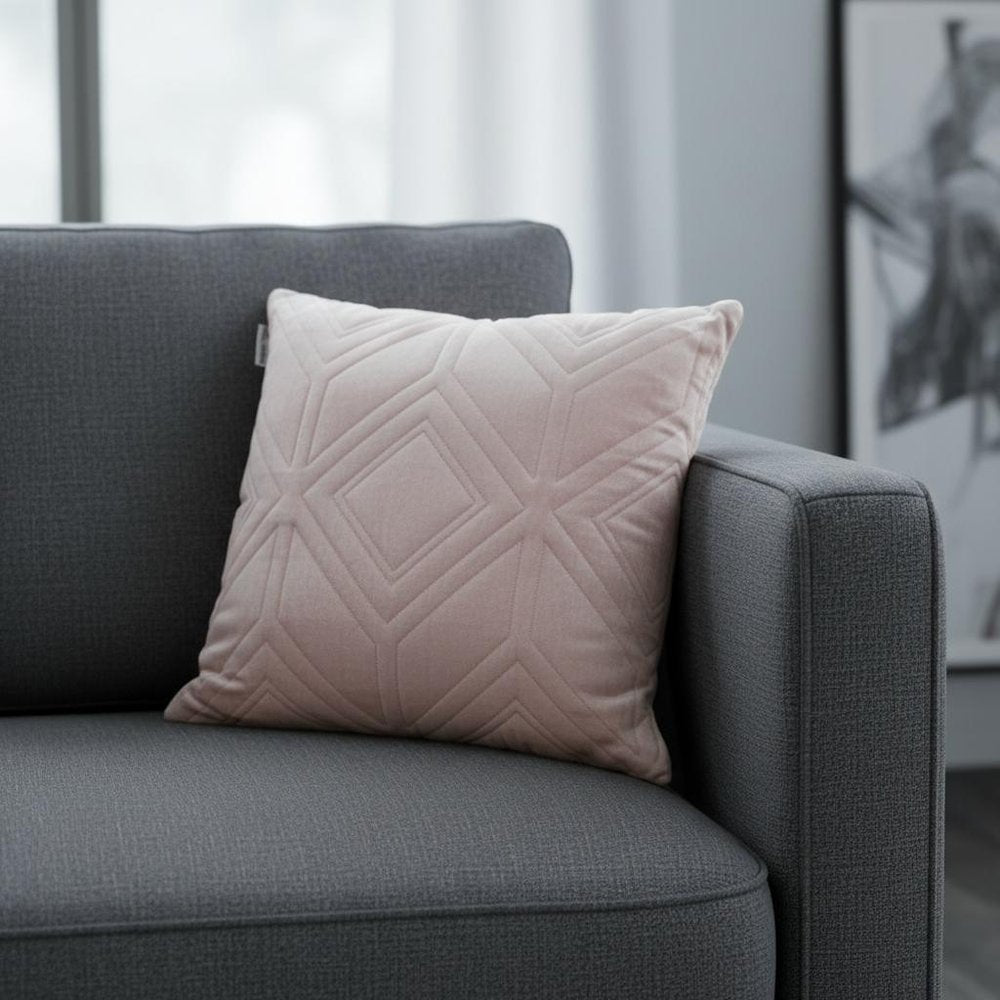 Pink Quilted Diamonds Velvet Solid Color Throw Pillow — view 8
