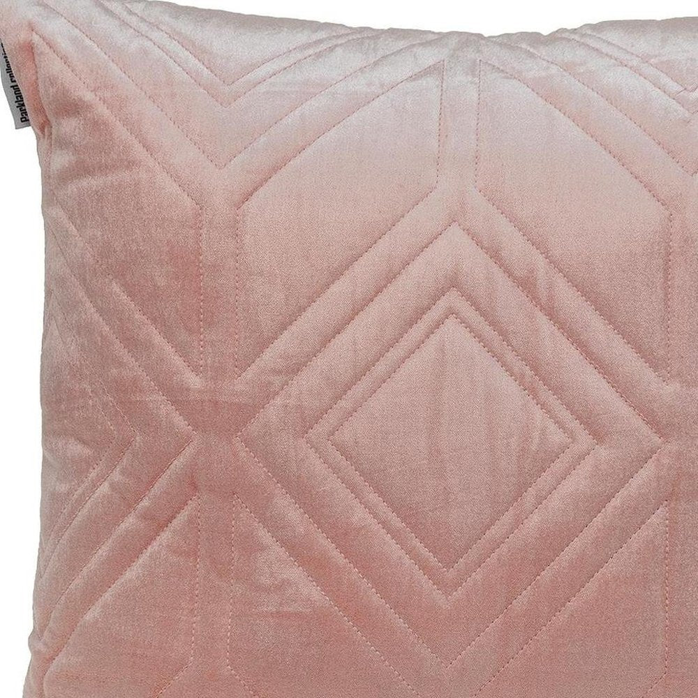 Pink Quilted Diamonds Velvet Solid Color Throw Pillow — view 6