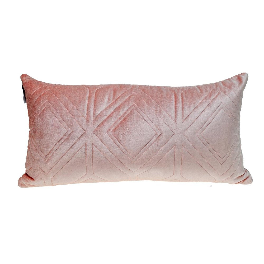 Pink Quilted Diamonds Velvet Solid Color Lumbar Pillow — view 1