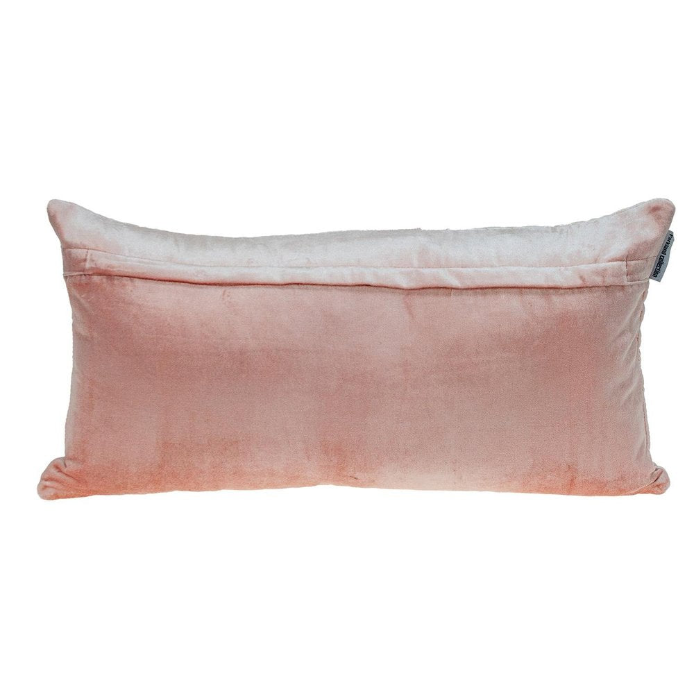 Pink Quilted Diamonds Velvet Solid Color Lumbar Pillow — view 2