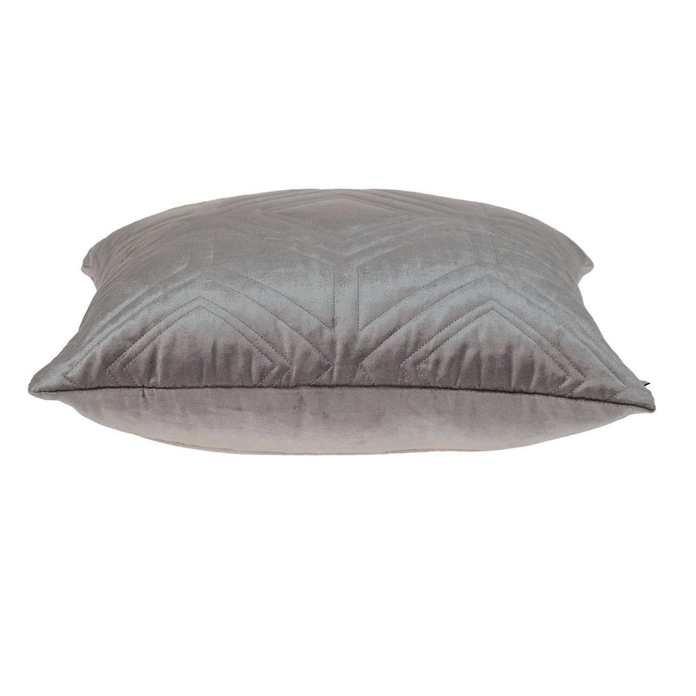 Taupe Quilted Diamonds Velvet Solid Color Throw Pillow — view 12