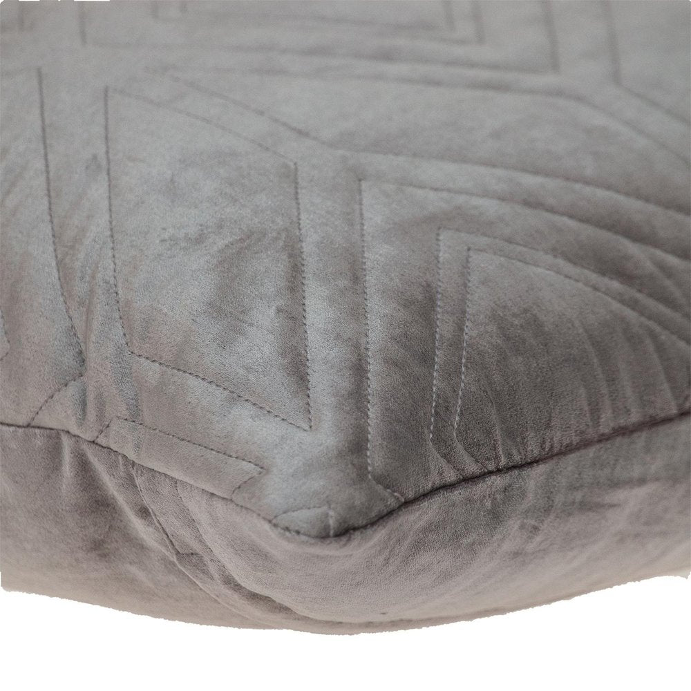 Taupe Quilted Diamonds Velvet Solid Color Throw Pillow — view 13